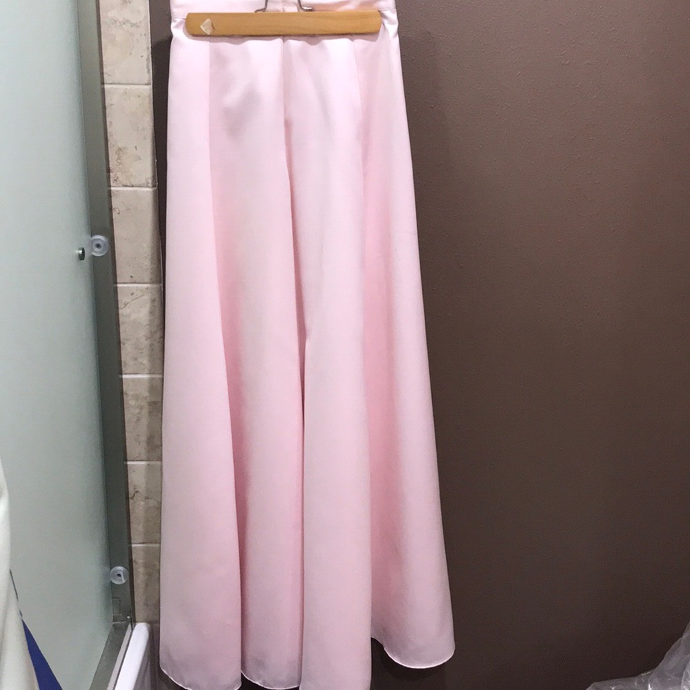 Pink skirt and sequin tube top prom dress